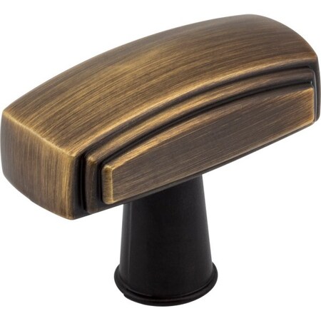 Jeffrey Alexander 1-9/16" Overall Length Antique Brushed Satin Brass Rectangle Delgado Cabinet Knob 519ABSB